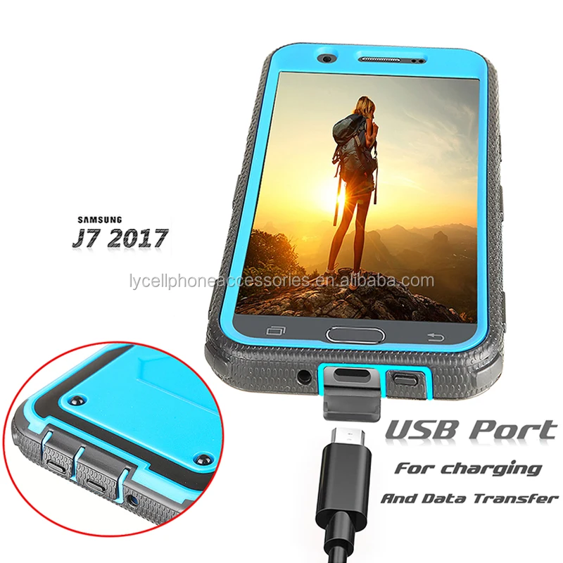 New Rugged Heavy Duty Robot Holster Armor Case For Galaxy J7 2017/j7 Perx/j7 Sky Pro/j7 Prime