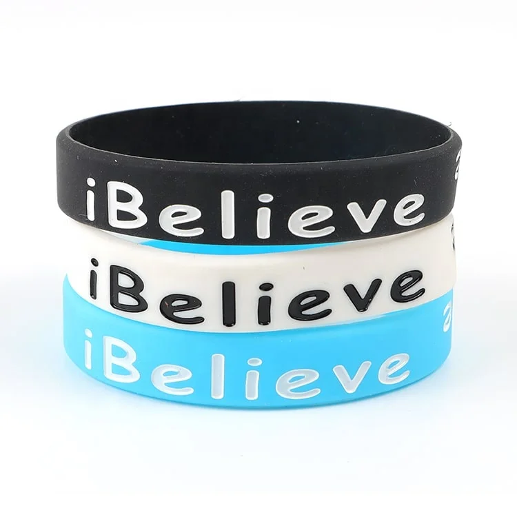 Athlete Wristband Fashion Custom Logo Or Faith Creed Engraved With Belief Silicone Bracelet