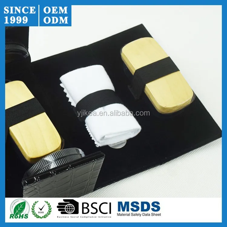 Hottest Design Shoe Polish Kit Set Black Pu Leather Shoe Shine Care Box