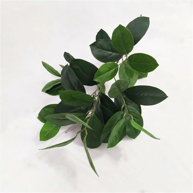 Artificial Real Touch Faux Jackfruit Tree Leaf Branches Stems Green