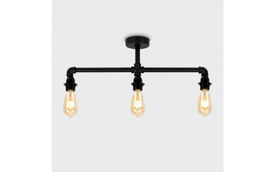 Luiggi-lámpara De Techo De 5 Vías,Tubo Steampunk,Color Negro Mate,Para