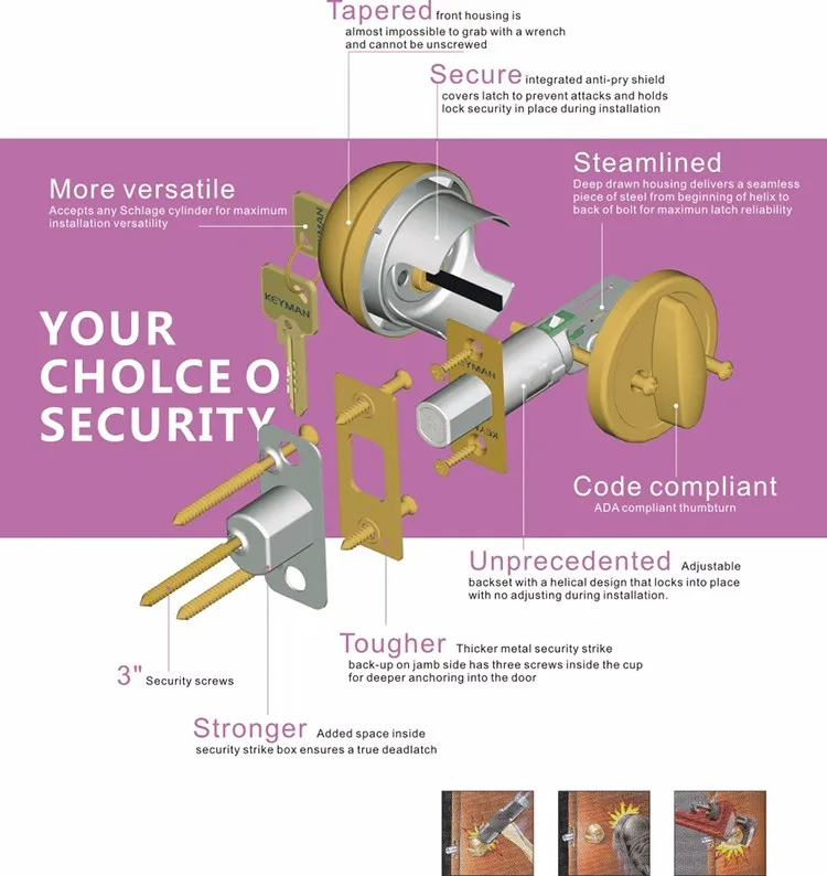 Ansi Grade 2 Security Entry Door Locks And Deadbolts Door Hardware Brass Dedabolt Latch In Satin