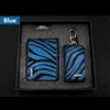 Leopard print Leather Auto key holder & car licence cover set for Peugeot Citroen Mustang