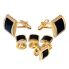Fashion Jewelry Gold Black Luxurious Tuxedo Shirts Cuff Studs Cufflinks Tie Clip Set
