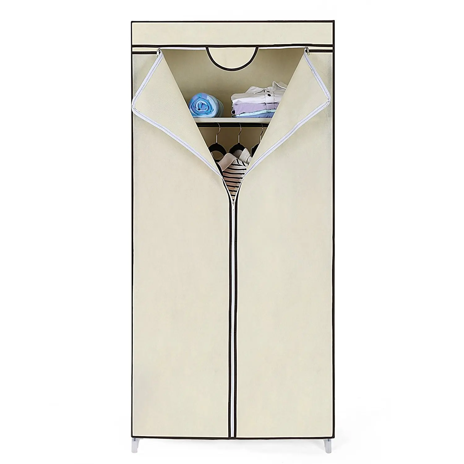Wholesale Bedroom Furniture Zipper Closure Foldable Non Woven Wardrobe