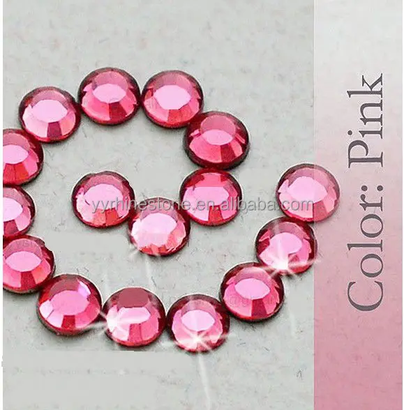 pink colored hot fix rhinestone for clothing,flatback loose iron