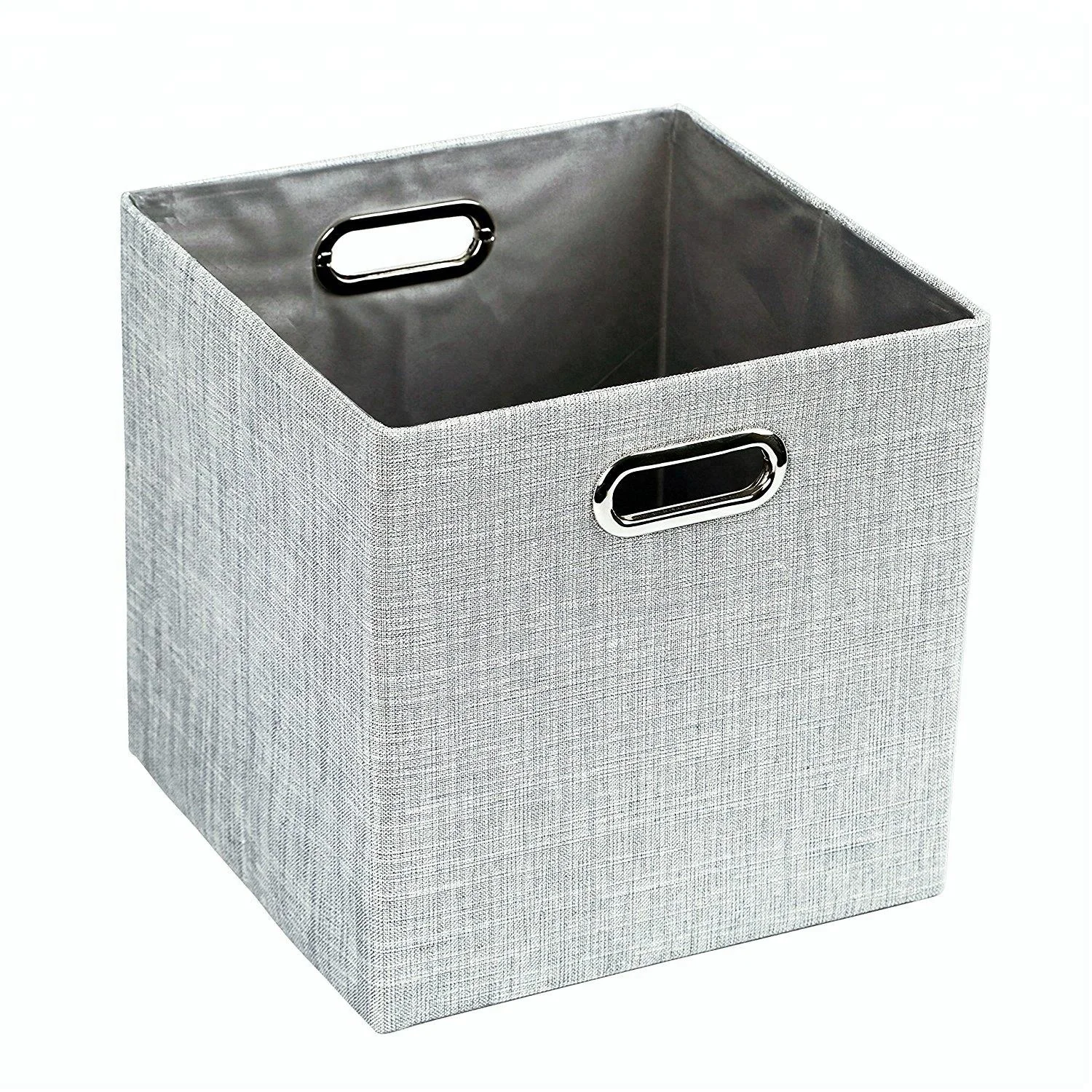 Gray Burlap Collapsible Storage Box Without Lid,Collapsible Storage Box