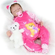 22inch Silicone New Reborn Baby Dolls Realistic Sleeping Girl Women Collect Fake Babies Kits Toys