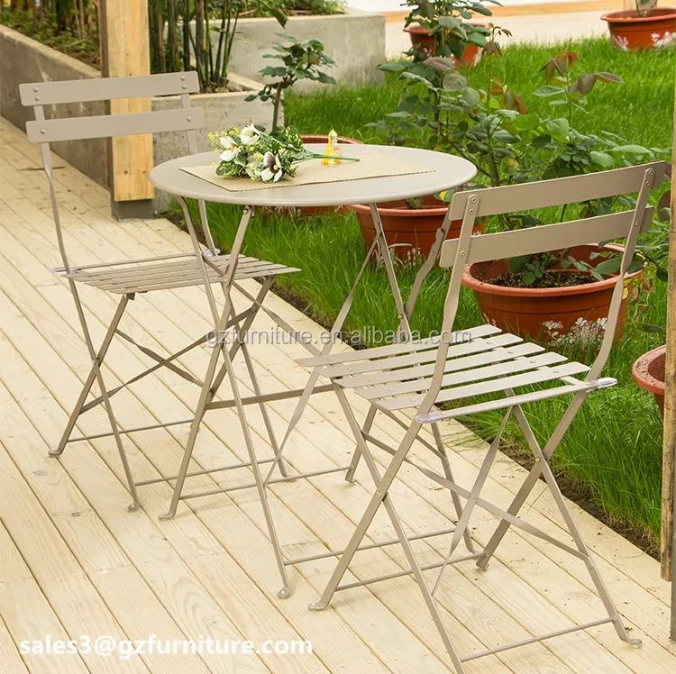 White 3piece Folding Metal Bistro Furniture Set Buy Bistro Outdoor