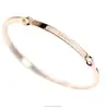 Latest Design Custom Making Engraved Name plated Thin Bar Silver Rose Gold Stainless Steel Open Bangle Bracelet