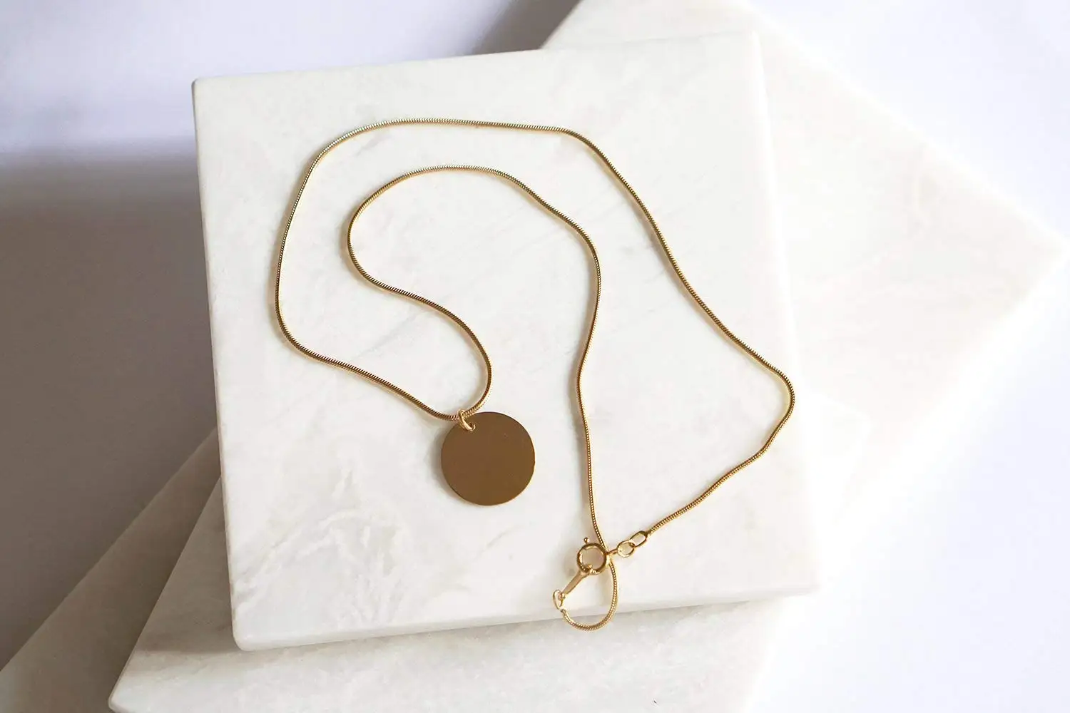23K Vermeil Unity Links Dainty Circle Hoops Pendant Karma Necklace 14K Gold Filled Necklace