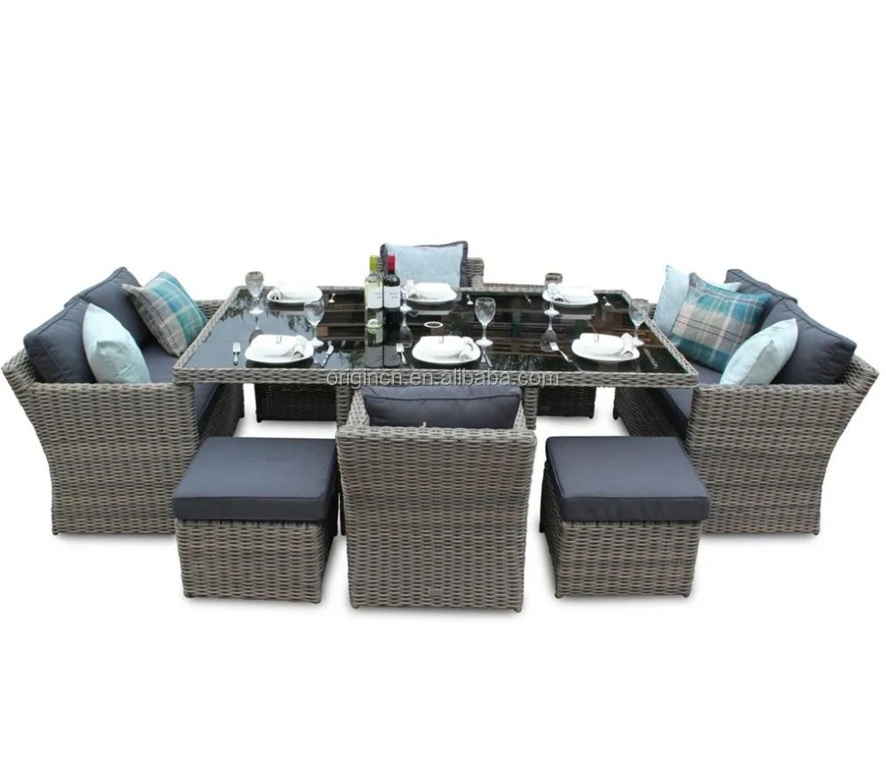 Dubai Luxury Outdoor Restaurant Rattan Dining Furniture Cane Sofa Chair
