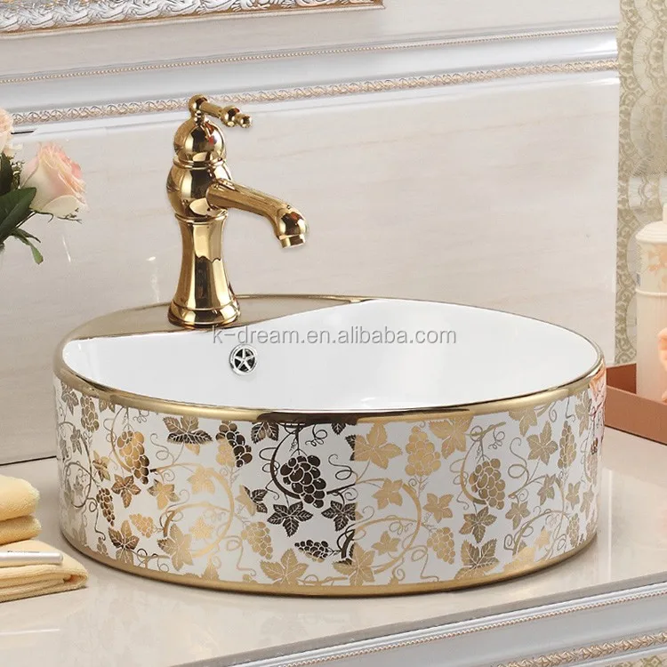 Western Style Bathroom Gold Toilet Set Chaozhou High Quality