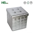 HStex modern storage furniture collapsible PU leather ottoman