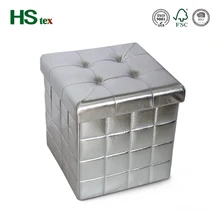 HStex modern storage furniture collapsible PU leather ottoman