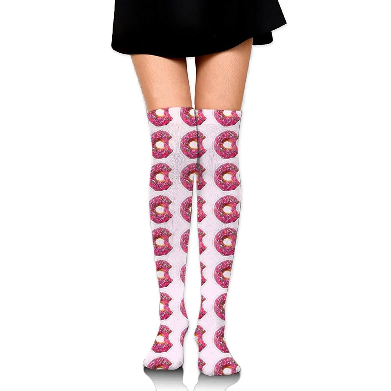 Zaqxsw Doughnut Food Women Fashion Thigh High Socks Cotton Socks For Ladies