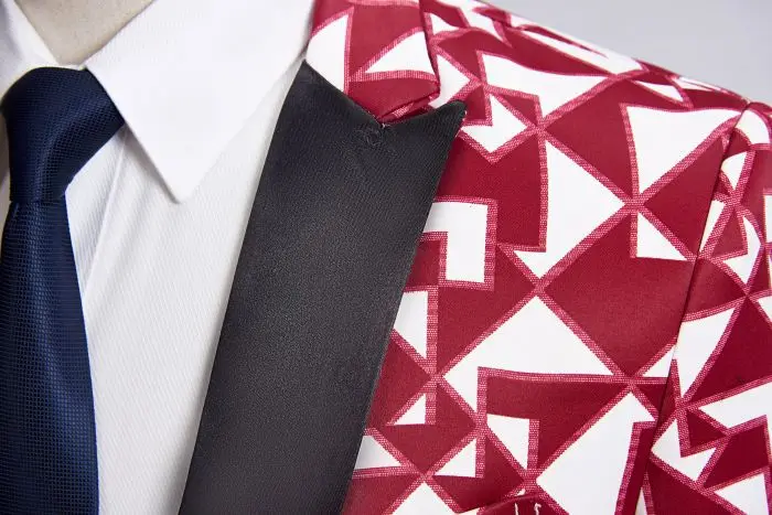 Mens 3 Piece Floral Printed Suits Slim Fit Stylish Prom Tuxedos