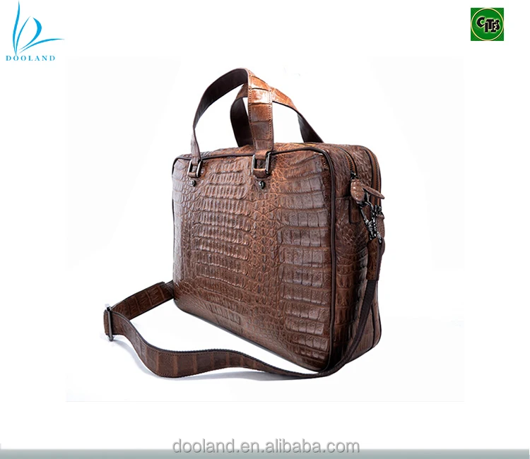 Genuine Caiman Hornback Skin Real Crocodile Leather Men Bag Briefcase ...