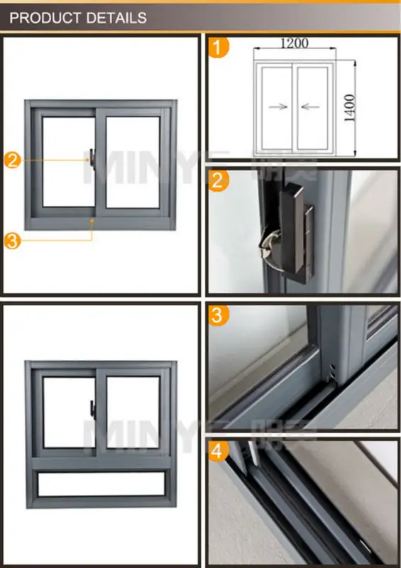 DETAILS OF ALUMINUM SLIDING WINDOW DOUBLE SLIDING THERMAL BREAK ALUMINUM SLIDING WINDOW