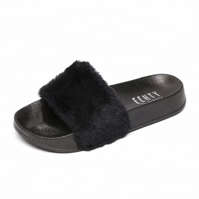 fenty faux fur slides