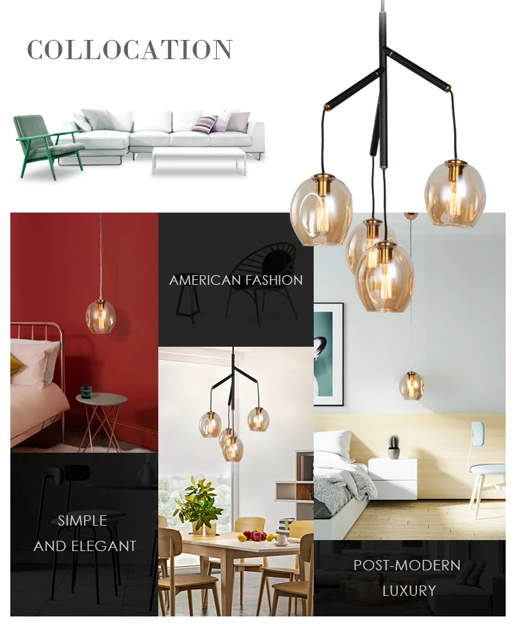 Modern Decoration kitchen bedroom Hand Blown Glass Chandelier Pendant Light