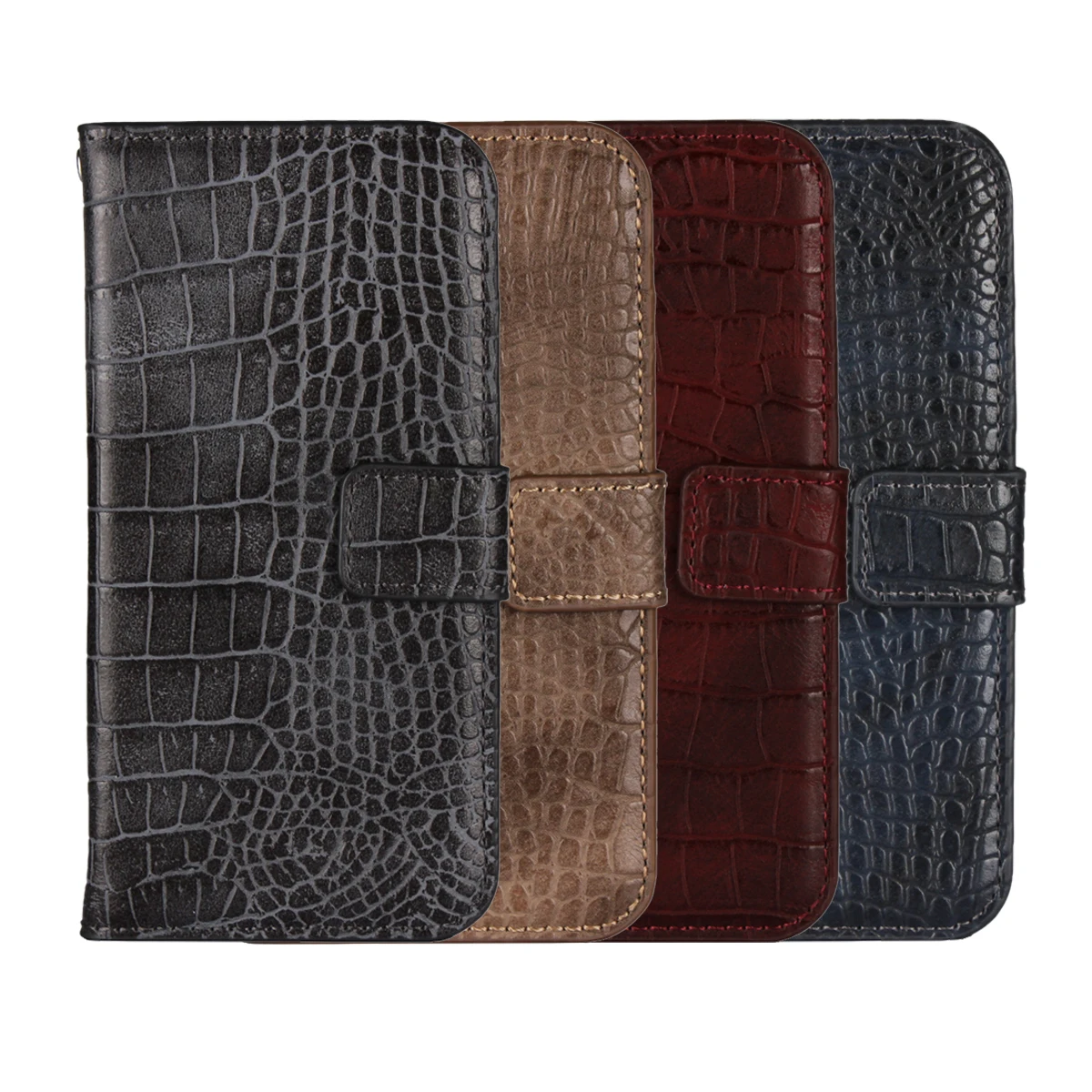 Magnetic Filp Embossed Croc Leather Wallet Case For Cell Phones - Buy