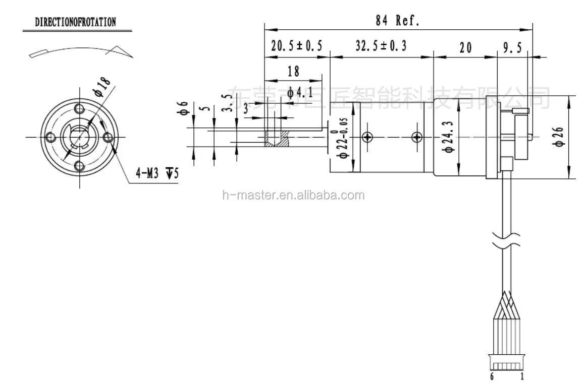 22mm Diameter 320 Motor Dc Planetary Gear Motor Low Speed For Sea