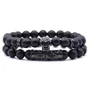 Wholesale Men Custom Fashion Bracelet Sets Jewelry Charm Retro Skull Metal Gold Multi Layered Natural Stones Bracelets