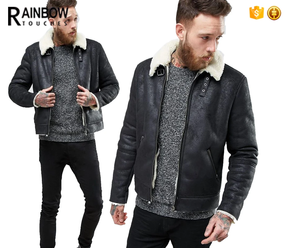 Men's Flyer Shearling Bomber Jacket at SheepskinTown.com