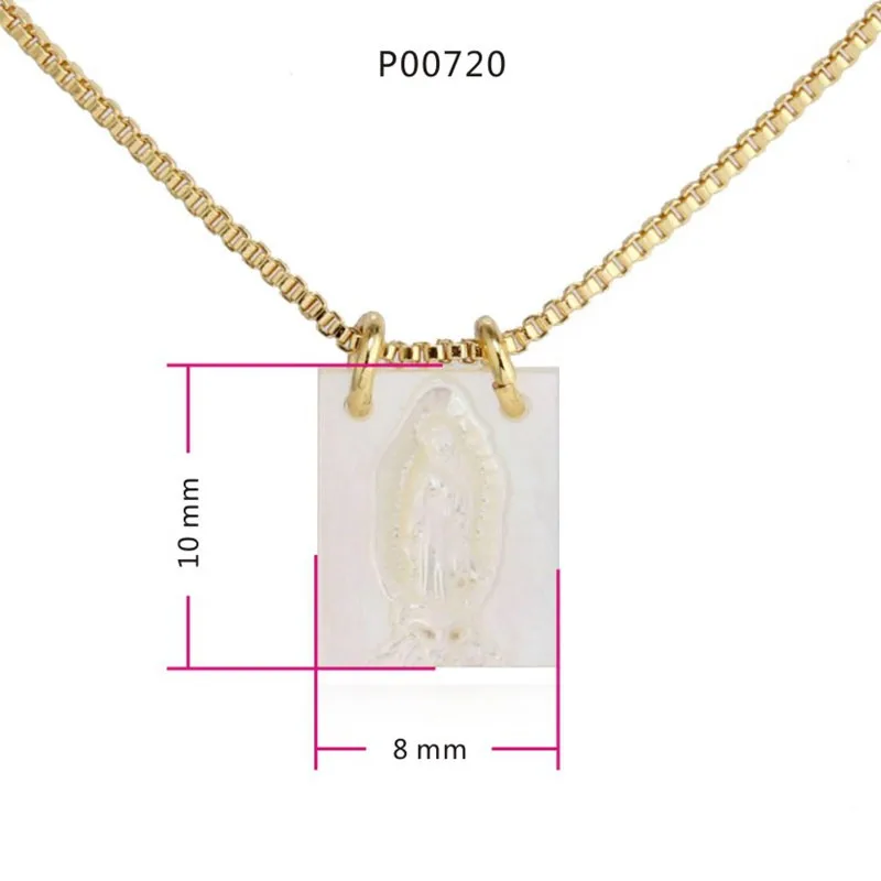 mother of pearl virgin mary necklace
