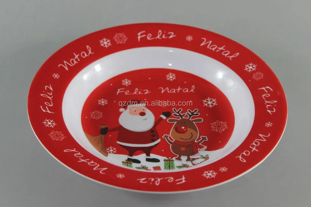 Xmas Theme Print Melamine Soup Plate 10 Inch