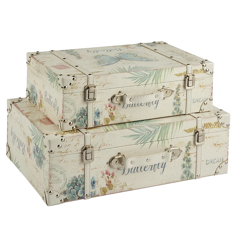
Vintage style retro printed butterfly suitcase for travel 