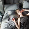 Entry Lux Silk 4pcs Jacquard Quilt Cover New Coming Super Soft Duvet Cover Set Polyester Pure Color Modern Style Duvet Cover