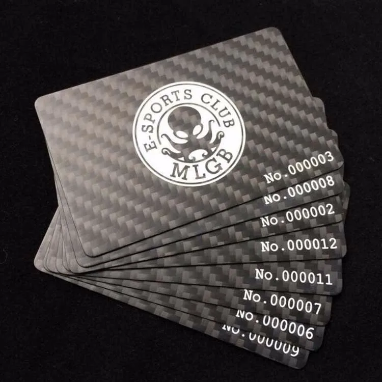 Cmyk Full Color Black Carbon Fibre Printing Plastic Gift Business Pvc Card With Different
