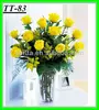 cheap long single stem yellow silk rose flower making