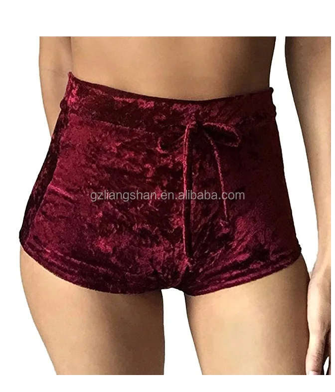 high waisted velvet shorts