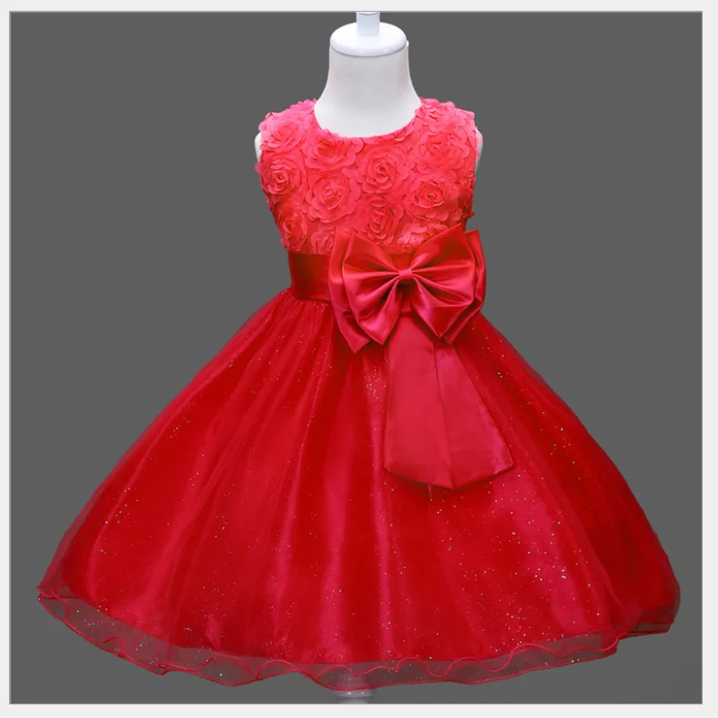 Al1008g Latest Design Bowknot Pattern Lace Party Dress 2 Year Old Girl