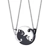 New arrival cat shape fashion design silver and black stainless steel couple cat necklace for men women jewelry wholesale