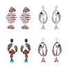 za colorful crystal fish bone earrings wholesale lobster beach summer dangle drop statement earrings female women gift for her