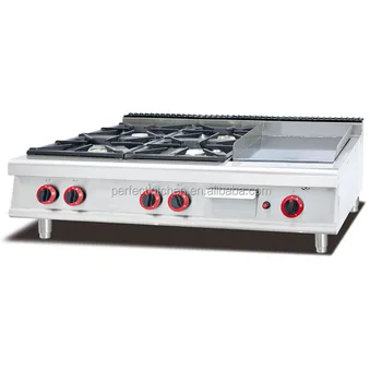Commercial Table Top Gas Cooking Range With 4 Burners Griddle Commercial Table Top Gas Cooking Range With 4 Burners Griddle