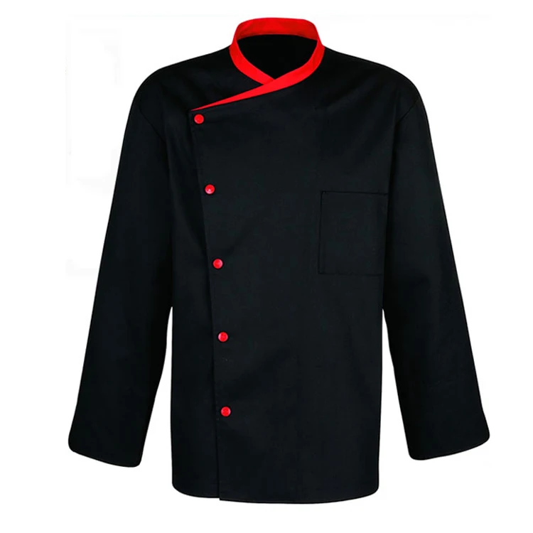 Custom Made Black And Red Buttons Chef Coat Jacket Work Uniform - Buy ...