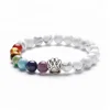 7 Chakra Marble Stone Beads With Dog Paw Charm Beads Bracelet Cremation Jewelry