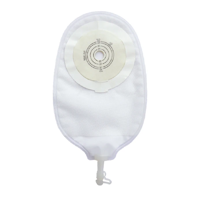 One Piece Urostomy Bag With Non Woven Tape Collar Around Baseplate