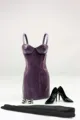 POPTOYS 1 6 Purple Female Sexy Leather Skirt Dress Suit Clothing Model Toys For 12 Female