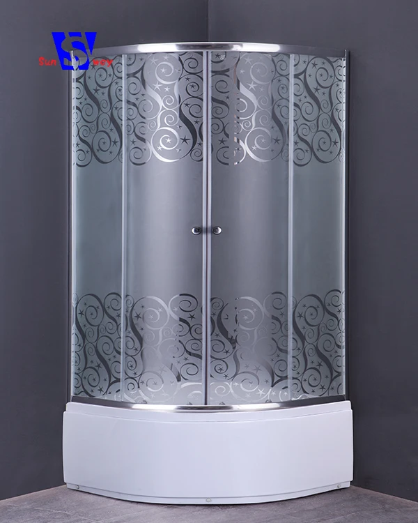 90x90cm Silk Printing Round Glass Shower Enclosure,Prefab Russian Cheap Shower Enclosures