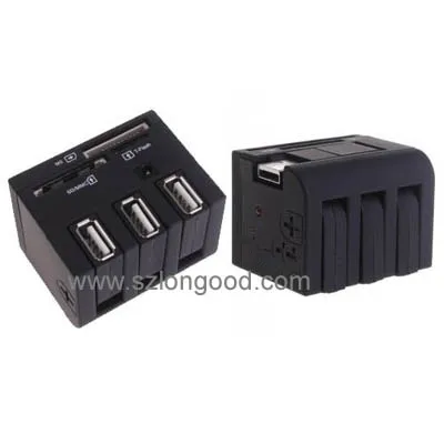 Hot new 3 ports multi function card reader data transfer usb2.0 cable - ANKUX.COM