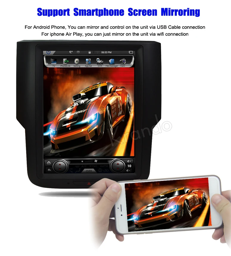 Krando Android 10.4" Tesla Vertical Screen Multimedia System For Dodge