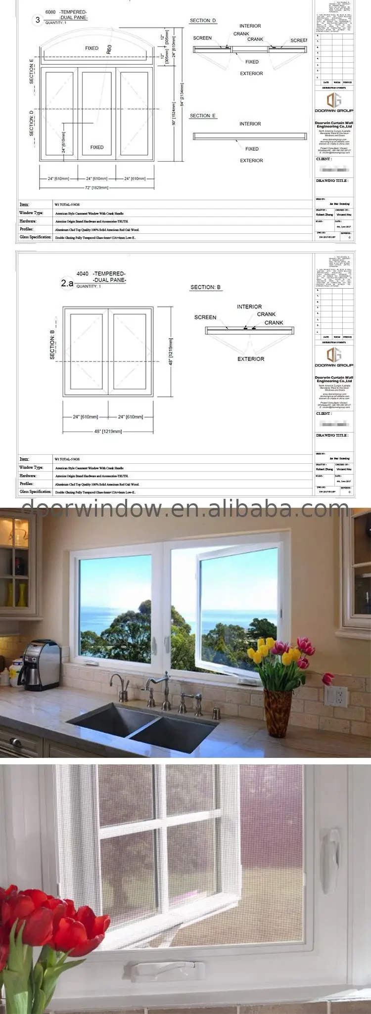 Virginia cheap aluminium crank windows 36 x36 casement window for sale