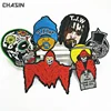 custom your own embroidery iron on clothing patches, embroidered skull patch for hat