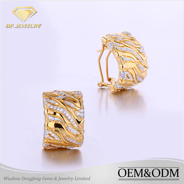 New Designs Earring Stud 18k Gold Plated High Quality Zircon Saudi